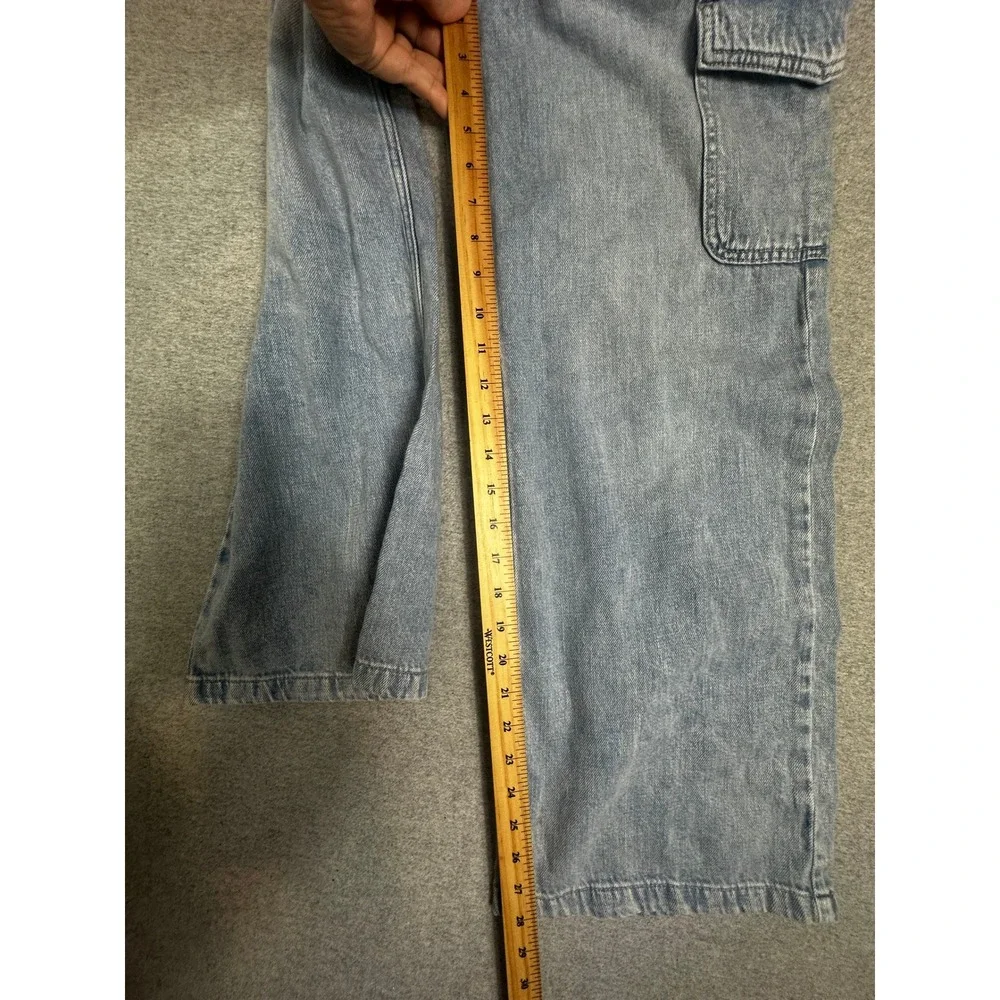 Gap Easy Wide-Leg Pull-On Jeans Girls XXL Blue NWT Cargo Pockets Light Wash